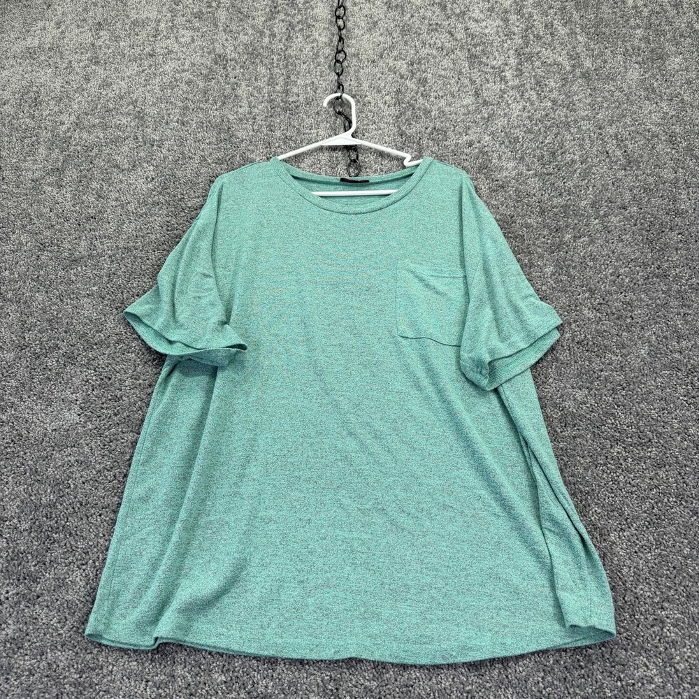 ADOME Shirt Womens 2XL Blue Green Short Sleeve Crew Neck Pocket Jersey Tee